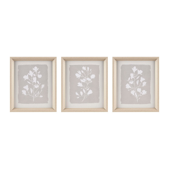 Madison Park Fair Florets Beige 3-piece Framed Glass Wall Art Set
