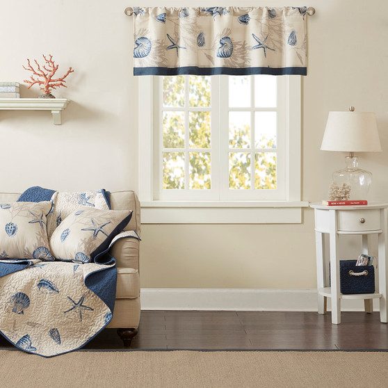 Madison Park Bayside Navy Printed Valance
