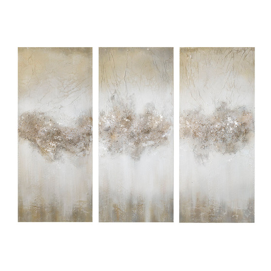 Madison Park Taupe Luminous Taupe Heavily Embellished 3-piece Canvas Wall Art Set