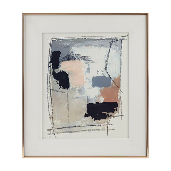 Madison Park Abstract Reveal Neutral Framed Glass and Gallery Matted Wall Art