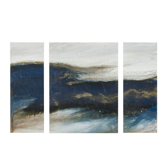 INK+IVY Rolling Waves Blue Triptych 3-piece Canvas Wall Art Set