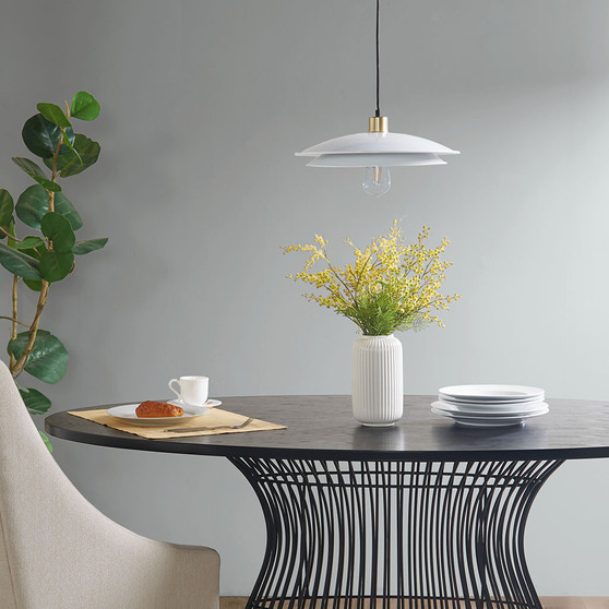 INK+IVY saben Gold/White 2-Tier Layered Shade Pendant