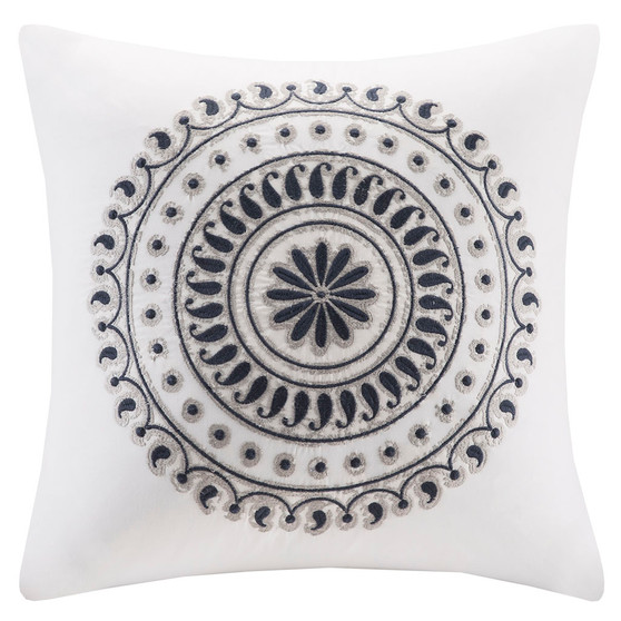 INK+IVY Fleur Navy Embroidered Square Pillow