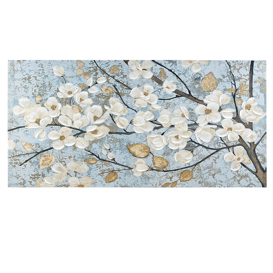 Madison Park Luminous Bloom Blue Gold Foil and Hand Embellished Floral Canvas Wall Art