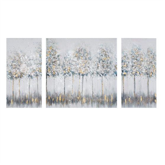 Madison Park Blue Midst Forest Blue Multi Gold Foil Triptych 3-piece Canvas Wall Art Set