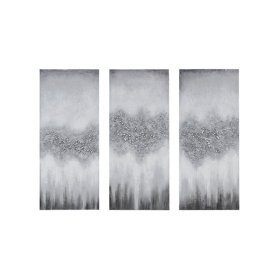 Madison Park Grey Luminous Grey Heavily Embellished 3-piece Canvas Wall Art Set