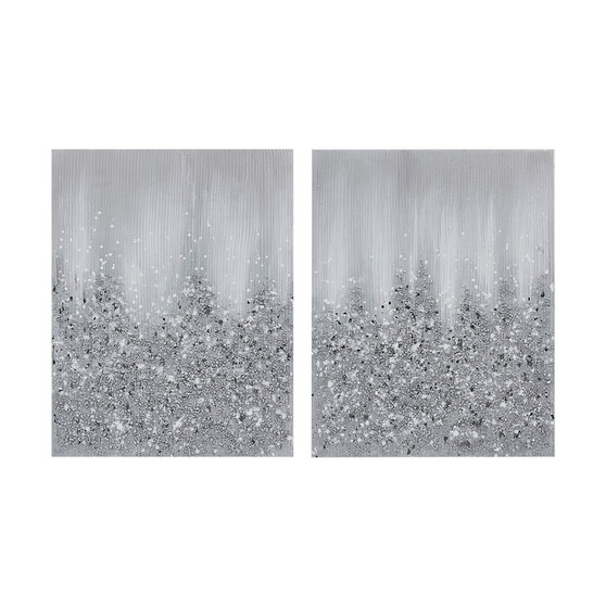 Madison Park Silver Glimmer Silver Heavily Embellished 2-piece Canvas Wall Art Set