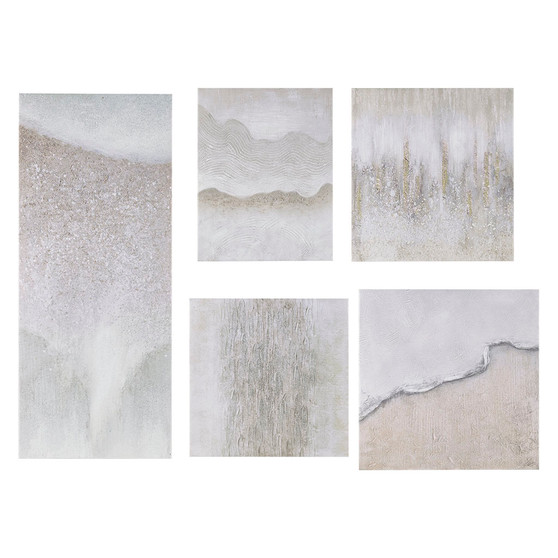 Madison Park Natural Essence Neutral Hand Embellished Abstract 5-piece Gallery Canvas Wall Art Set