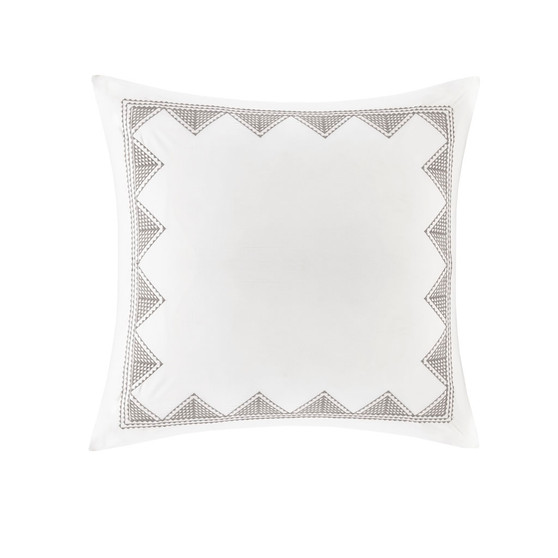 INK+IVY Isla White Cotton Embroidered Euro Sham