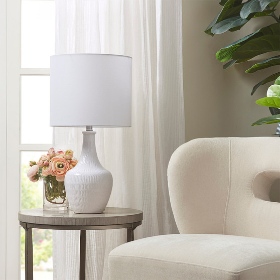 510 Design Celine White Textured Ceramic Table Lamp