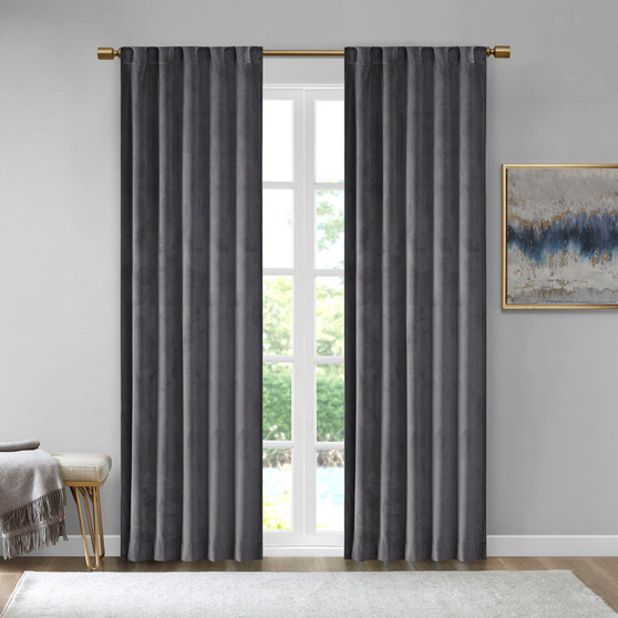 510 Design Colt Room Darkening Metallic Printed Poly Velvet Rod Pocket/Back Tab Window Panel Pair