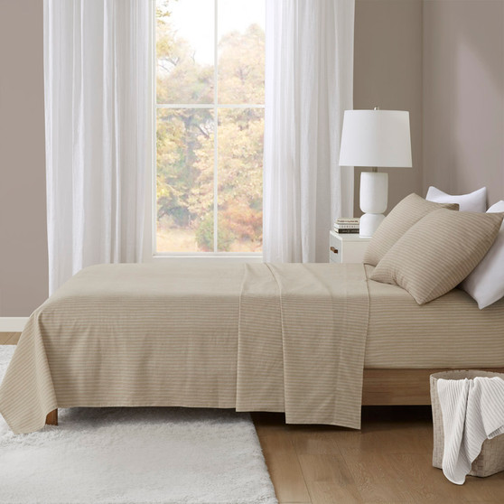 Beautyrest Oversized Cotton Flannel Stripes 4 Piece Sheet Set