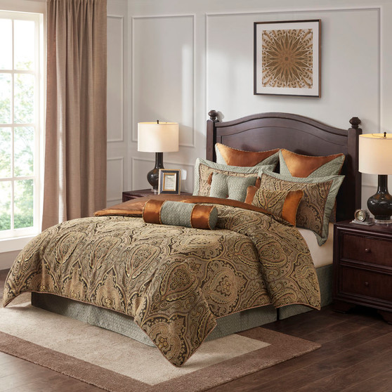 Hampton Hill Canovia Springs Brown 9 Piece Jacquard Comforter Set