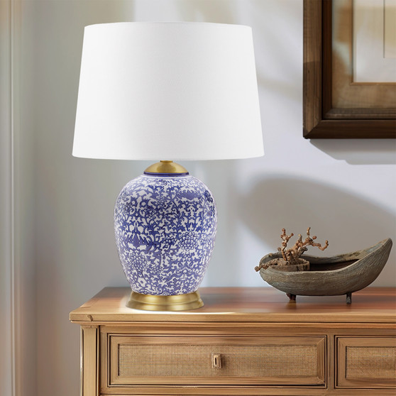 Hampton Hill Mystique Blue Blue Ceramic Ginger Jar Table Lamp
