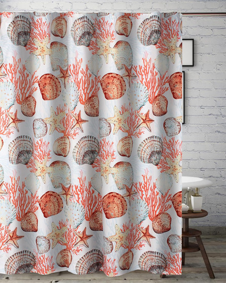 Beach Days Coral Bath Shower Curtain