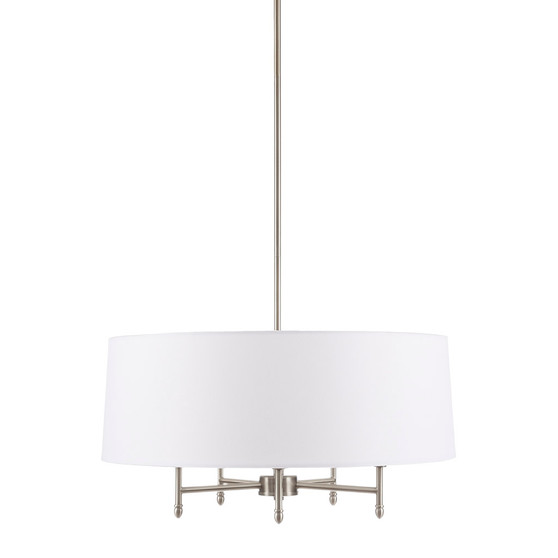 Hampton Hill Presidio 5-Light Dimmable Chandelier with Drum-shaped Fabric Shade & Adjustable Height