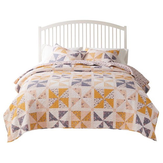Pinwheel & Posey Peach Quilt Set