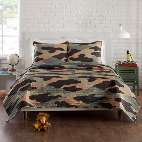 Covert Camo Green Twin Quilt Set