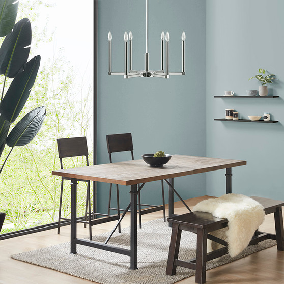 INK+IVY Renzetti Silver 6-Light Contemporary Candelabra Styled Chandelier