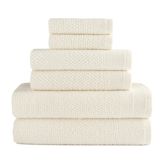 Dan River 6 Piece Popcorn Cotton Bath Towel Set
