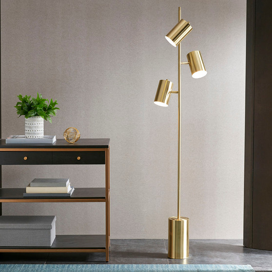 INK+IVY Alta Gold 3-Light Metal Floor Lamp