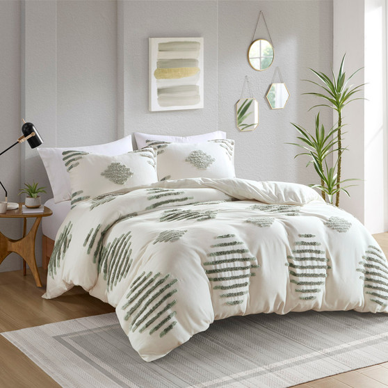 INK+IVY Tahli 3 Piece Cotton Blend Chenille Duvet Cover Set