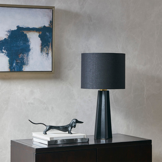 INK+IVY Athena Black Geometric Ceramic Table Lamp