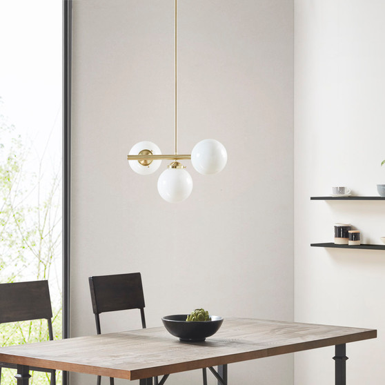 INK+IVY Aurelia Gold 3-Light Chandelier with Frosted Glass Globe Bulbs INK+IVY Aurelia Gold 3-Light Chandelier with Frosted Glass Globe Bulbs