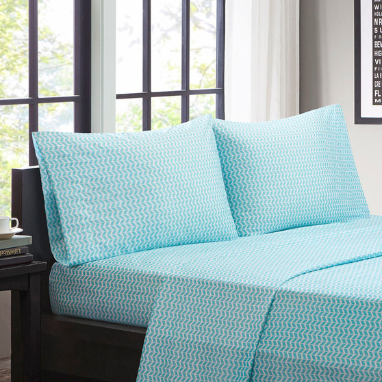 Intelligent Design Chevron Printed Microfiber Sheet Set