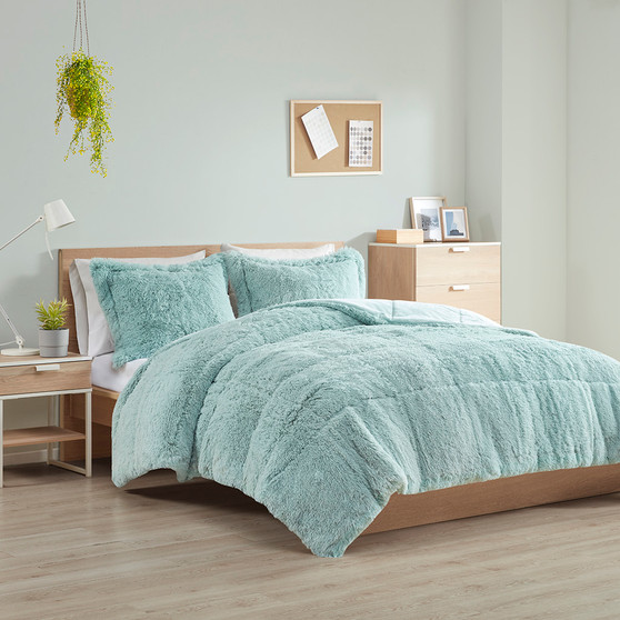 Intelligent Design Malea Shaggy Long Fur Comforter Mini Set