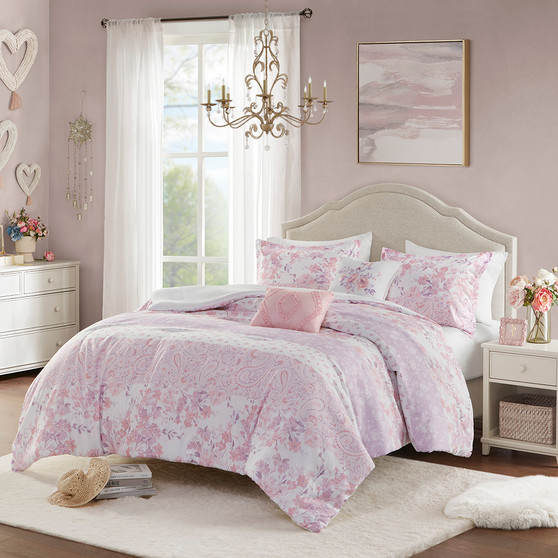 Intelligent Design Oliena Pink Floral Paisley Comforter Set