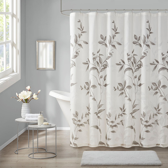 Madison Park 72x72" Cecily Burnout Printed Shower Curtain