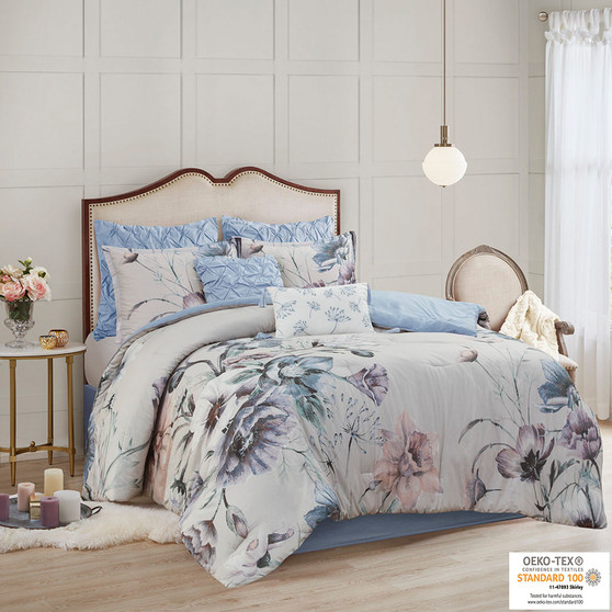 Madison Park Cassandra 8 Piece Cotton Printed Comforter Set