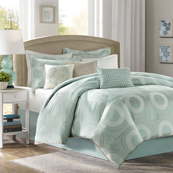 Madison Park Baxter Seafoam/Sage 7 Piece Jaquard Comforter Set
