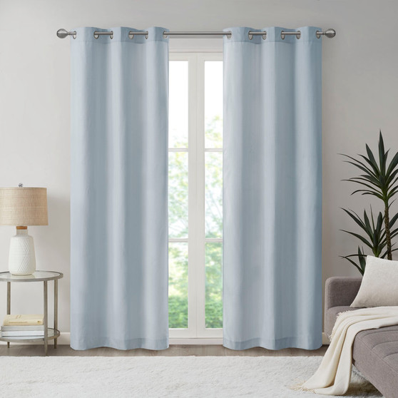 Madison Park Galen Blue Basketweave Room Darkening Curtain Panel Pair