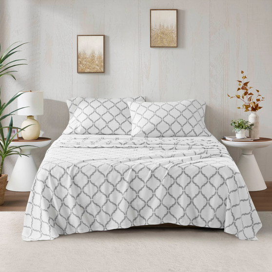 True North by Sleep Philosophy Micro Fleece Grey Geo Sheet Set