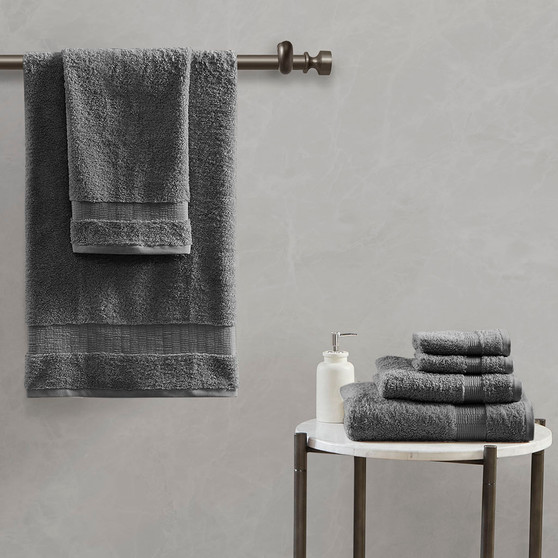 Madison Park Signature Luce Charcoal 100% Egyptian Cotton 6 pcs Towel Set