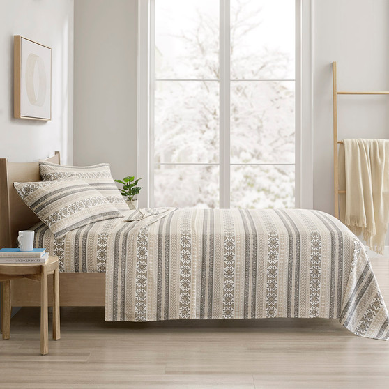 True North by Sleep Philosophy Cozy Cotton Flannel Gray/Taupe Nordic Printed Sheet Set True North by Sleep Philosophy Cozy Cotton Flannel Gray/Taupe Nordic Printed Sheet Set