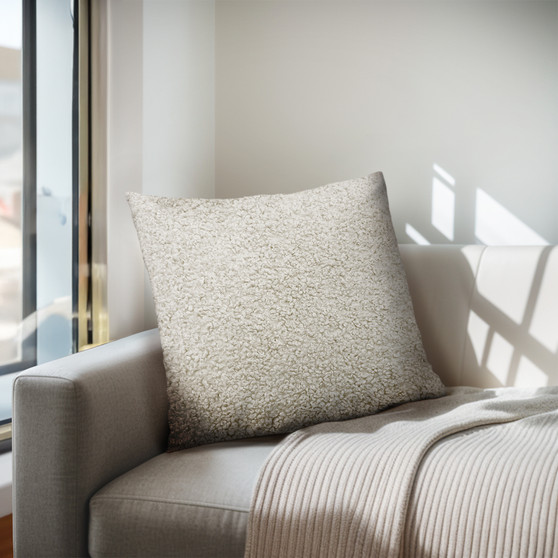 Chapel Hill Tara Beige Solid Boucle Square Pillow