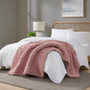 Madison Park Chenille Chunky Knit Blush Throw