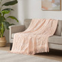 Madison Park Chloe Blush 100% Cotton Tufted Chenille Lightweight Throw With Fringe Tassel 50" x 60"