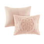 Madison Park Laetitia Blush Tufted Cotton Chenille Medallion Fringe Coverlet Mini Set