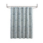Madison Park Odette Aqua/Silver Jacquard Shower Curtain