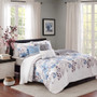 Madison Park Luna Blue 6 pcs Printed Quilt Set with Throw Pillows