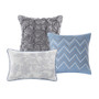 Madison Park Luna Blue 6 pcs Printed Quilt Set with Throw Pillows