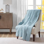Madison Park Tuscany Blue Oversized Quilted Throw with Scalloped Edges