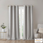 SunSmart Como Grey Tonal Printed Faux Silk Room Darkening Curtain Panel Pair