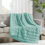 Madison Park Ruched Fur Aqua Throw