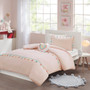 Mi Zone Kids Tessa Blush Tassel Comforter Set with Heart Shaped Throw Pillow