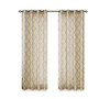 Madison Park Saratoga Beige/Gold Fretwork Print Grommet Top Window Curtain Panel